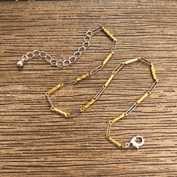 Goldtone & Silvertone Metal Link Anklet - Picture 2 of 9